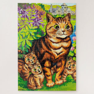 Puzzle Familia de gatos en un jardín, Louis Wain