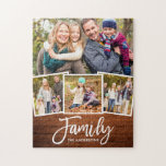 Puzzle Familia de guiones de pincel 4 Fotografía Impresió<br><div class="desc">Familia moderna de guiones de pincel 4 rompecabezas de fotos con impresión de madera rústica</div>