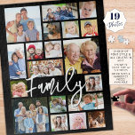 Puzzle FAMILIA de guiones modernos color Personalizado de<br><div class="desc">Cree su propio rompecabezas de recuerdos de fotos modernos utilizando esta plantilla de collage de fotos fácil de cargar con 19 imágenes en varias formas y tamaños y su nombre o título personalizado (mostrado con FAMILIA) en la tipografía de escritura manuscrita de moda. CAMBIOS: cambie el color de fondo negro...</div>