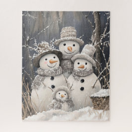 Puzzle Familia de muñecos de nieve Invierno Nieve