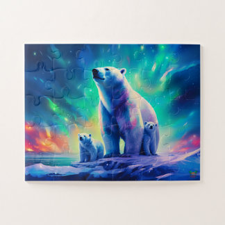 Puzzle Familia de osos polares en Aurora