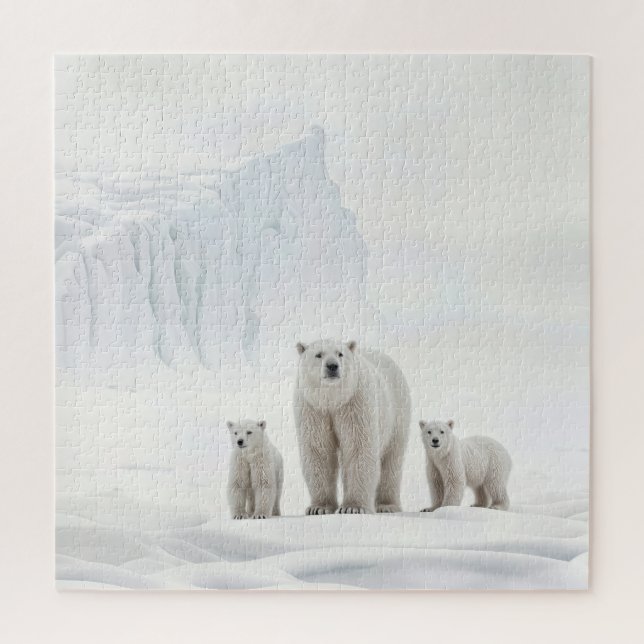Puzzle Familia De Osos Polares En Hielo (Vertical)