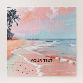 Puzzle Familia de playa al atardecer pastel tropical