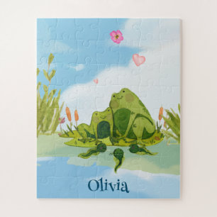 Puzzle Familia de ranas amorosas