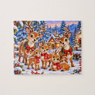 Puzzle Familia de renos de Navidad