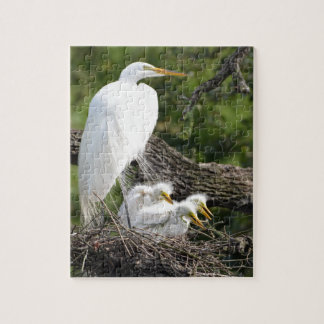 Puzzle Familia del Egret nevado