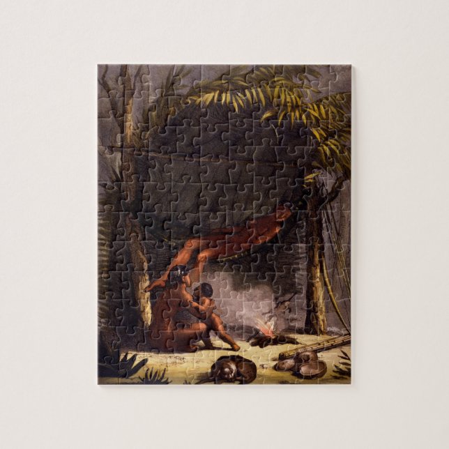 Puzzle Familia del nativo americano bajo refugio de la (Vertical)