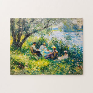 Puzzle familia disfrutando de un picnic en un prado exube
