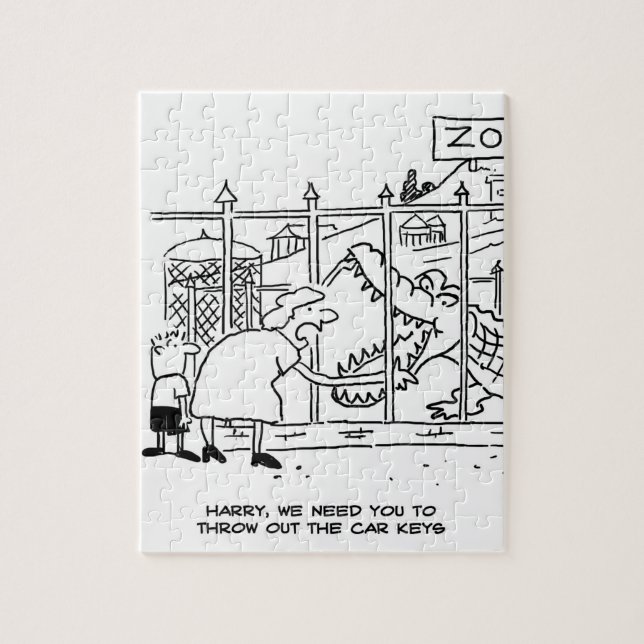 Puzzle Familia en el Zoológico. Papá tragado por el lagar (Vertical)