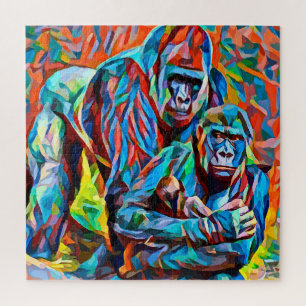 Puzzle Familia Gorilla Ape Resumen Animales Arte de vida