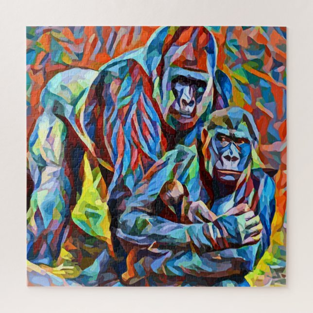 Puzzle Familia Gorilla Ape Resumen Animales Arte de vida  (Vertical)