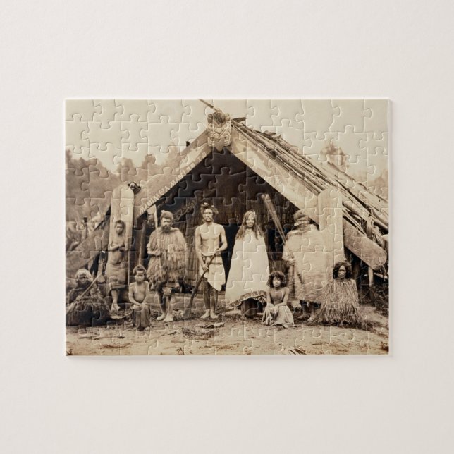 Puzzle Familia maorí, Nueva Zelanda, c.1880s (impresión (Horizontal)