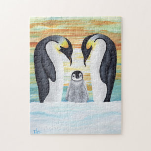 Puzzle Familia Pingüino con Pingüino Bebé