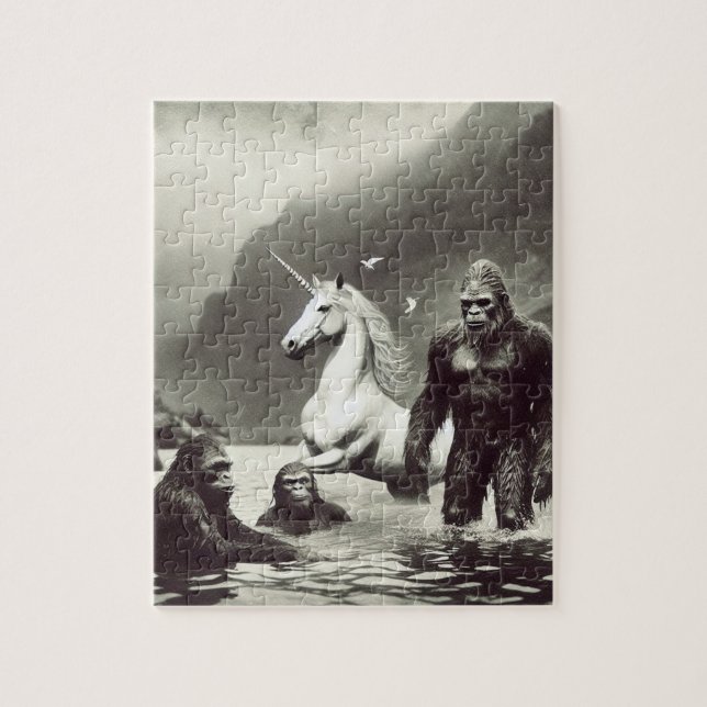 Puzzle Familia Sasquatch y un unicornio (Vertical)