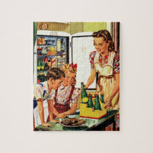 Puzzle Familia ventilado en la cocina que mamá papá niños