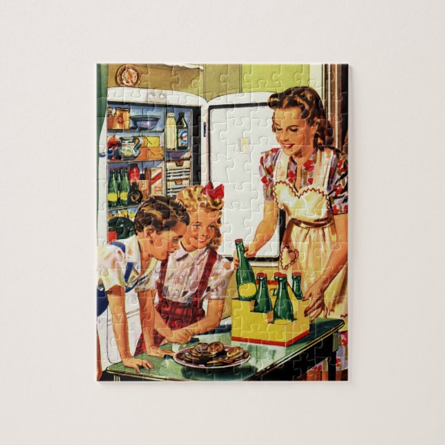 Puzzle Familia ventilado en la cocina que mamá papá niños (Vertical)