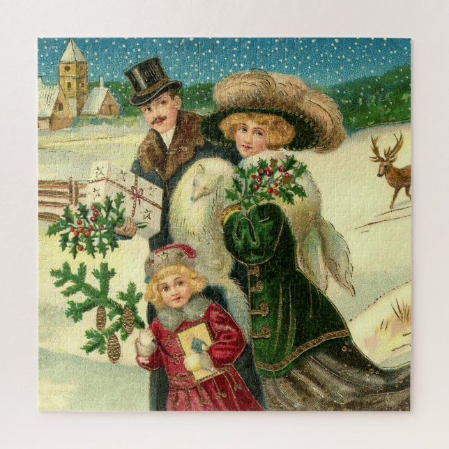 Puzzle Familia victoriana en la escena de los Navidades d (Vertical)