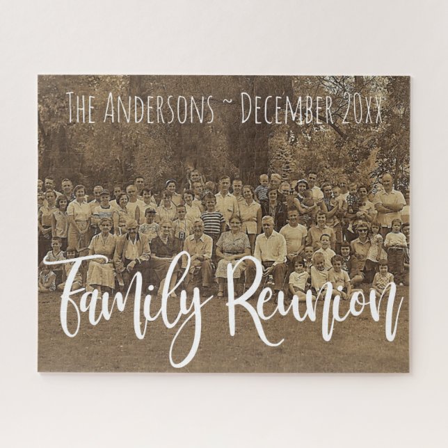 Puzzle Family Reunion Add Name and Date Upload Photo (Horizontal)