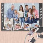Puzzle Family with Editable Year ZigZag Photo Collage<br><div class="desc">Create your own family photo jigsaw puzzle and add the year. The photo template is set up ready for you to add five photos. The main photo will be used as the background and the remaining 4 photos will be laid out in a zigzag photo strip along the bottom. This...</div>