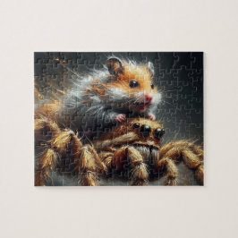 Puzzle Famoso y adorable hámster montando una araña gigan