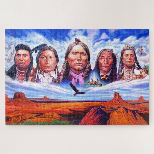 Puzzle Famosos indios jefes norteamericanos nativos pinta (Horizontal)