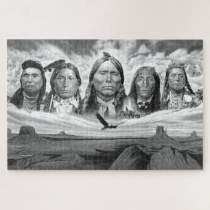 Puzzle Famosos jefes indios nativos estadounidenses horiz