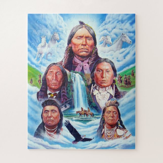 Puzzle Famosos jefes indios nativos estadounidenses pinta (Vertical)
