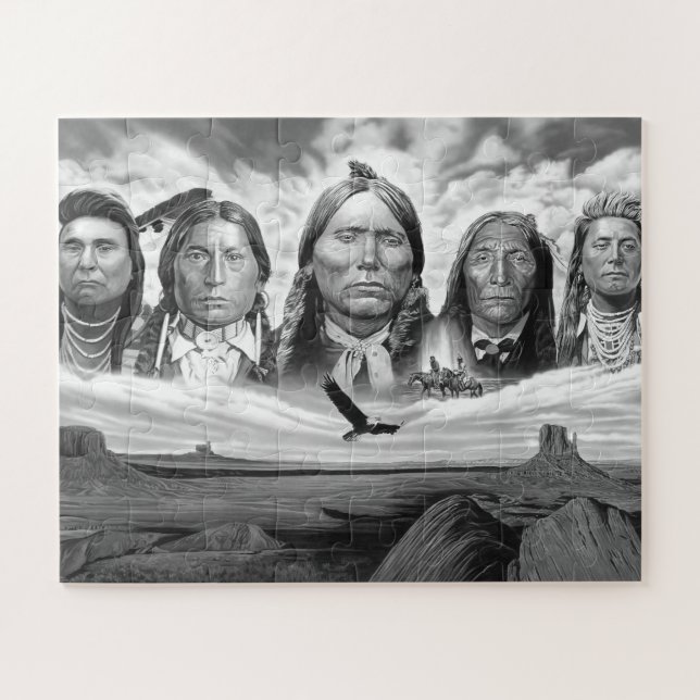 Puzzle Famosos nativos estadounidenses jefes indios pinta (Horizontal)