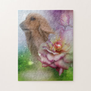 Puzzle Fantasía afgana Fantasía Flores Perro Arte
