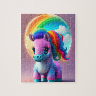Puzzle Fantasía colorida Pony Baby Pony con arcoiris, Pon