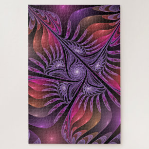 Puzzle Fantasía colorida Resumen Trippy Purple Fractal