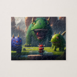 Puzzle Fantasía de arte 3D Monstruos graciosos