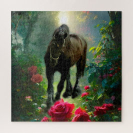 Puzzle Fantasía de caballo frisón de belleza negra - romp