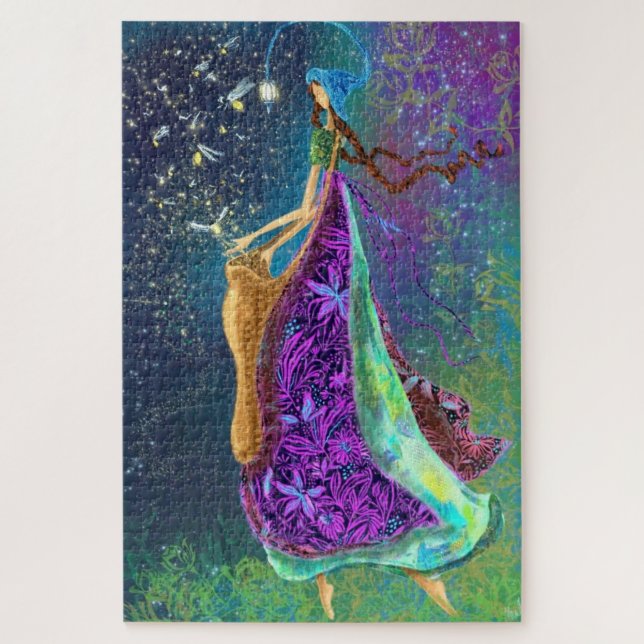 Puzzle Fantasía de dibujo de Chica de luciérnagas (Vertical)