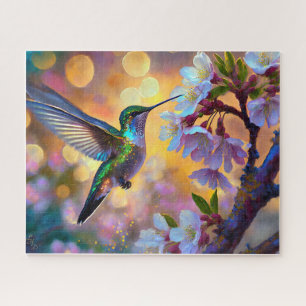 Puzzle Fantasía de Flor de Cerezo Amanecer Colibrí