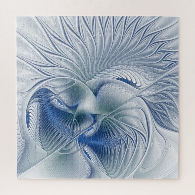 Puzzle Fantasía dinámica Resumen tonos azules arte fracta (Vertical)