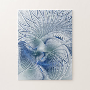 Puzzle Fantasía dinámica Resumen tonos azules arte fracta