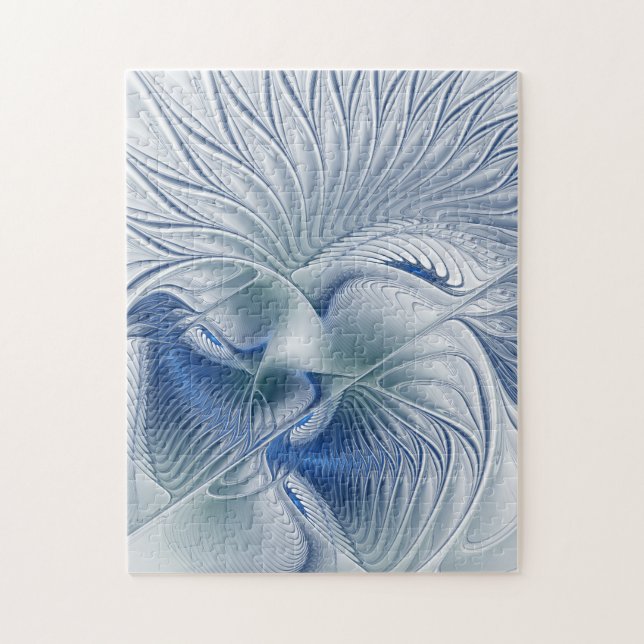 Puzzle Fantasía dinámica Resumen tonos azules arte fracta (Vertical)