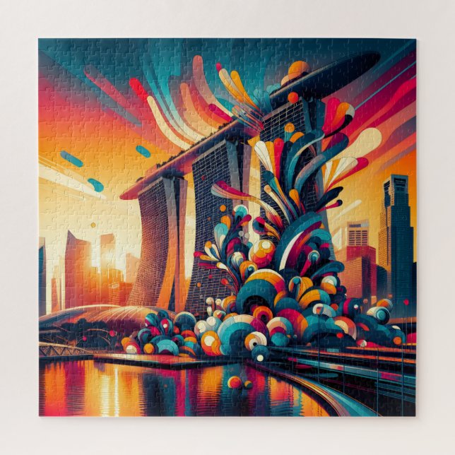 Puzzle Fantasía en Skyline: Bahía Marina en Singapur (Vertical)