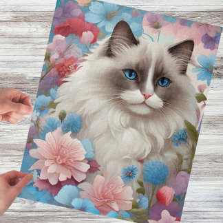 Puzzle Fantasía felina floral