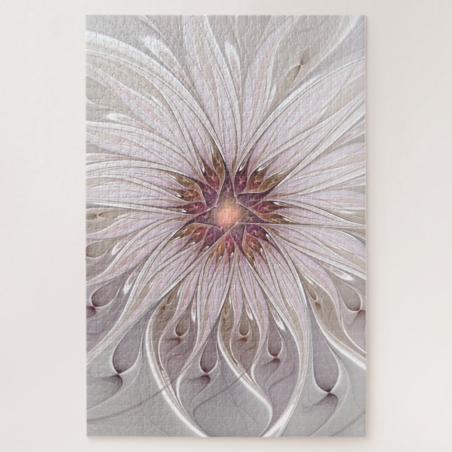 Puzzle Fantasía floral, flor pastel moderada abstracta (Vertical)