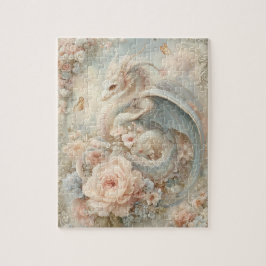 Puzzle Fantasía Floral Vintage Dragón Nostalgia Pastel