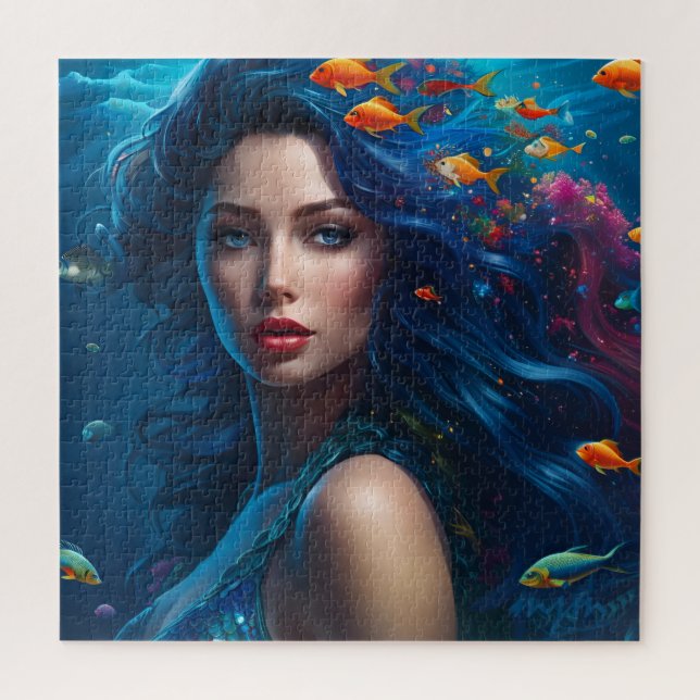 Puzzle Fantasía Hermosa Sirena Azul (Vertical)