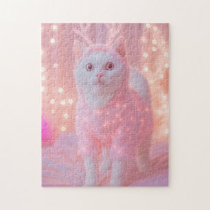 Puzzle Fantasia Invernal Gatito Reno Brillante Lindo