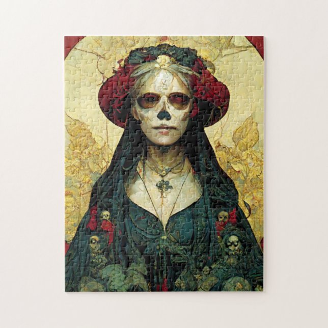 Puzzle Fantasía oscura Cráneo gótico Mujer (Vertical)