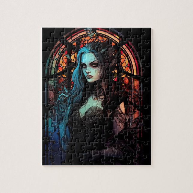 Puzzle Fantasía oscura Cráneo gótico Mujer (Vertical)