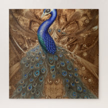 Fantasía Steampunk Peacock Azul En Acuarela