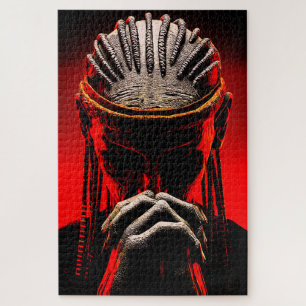 Puzzle Fantasía Tribal Oscura Guerrero Orando
