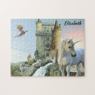 Puzzle Fantasía Unicorn Castillo Dragón Personalizado
