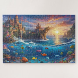 Puzzle Fantasía Vida marina en la ciudad medieval Solució